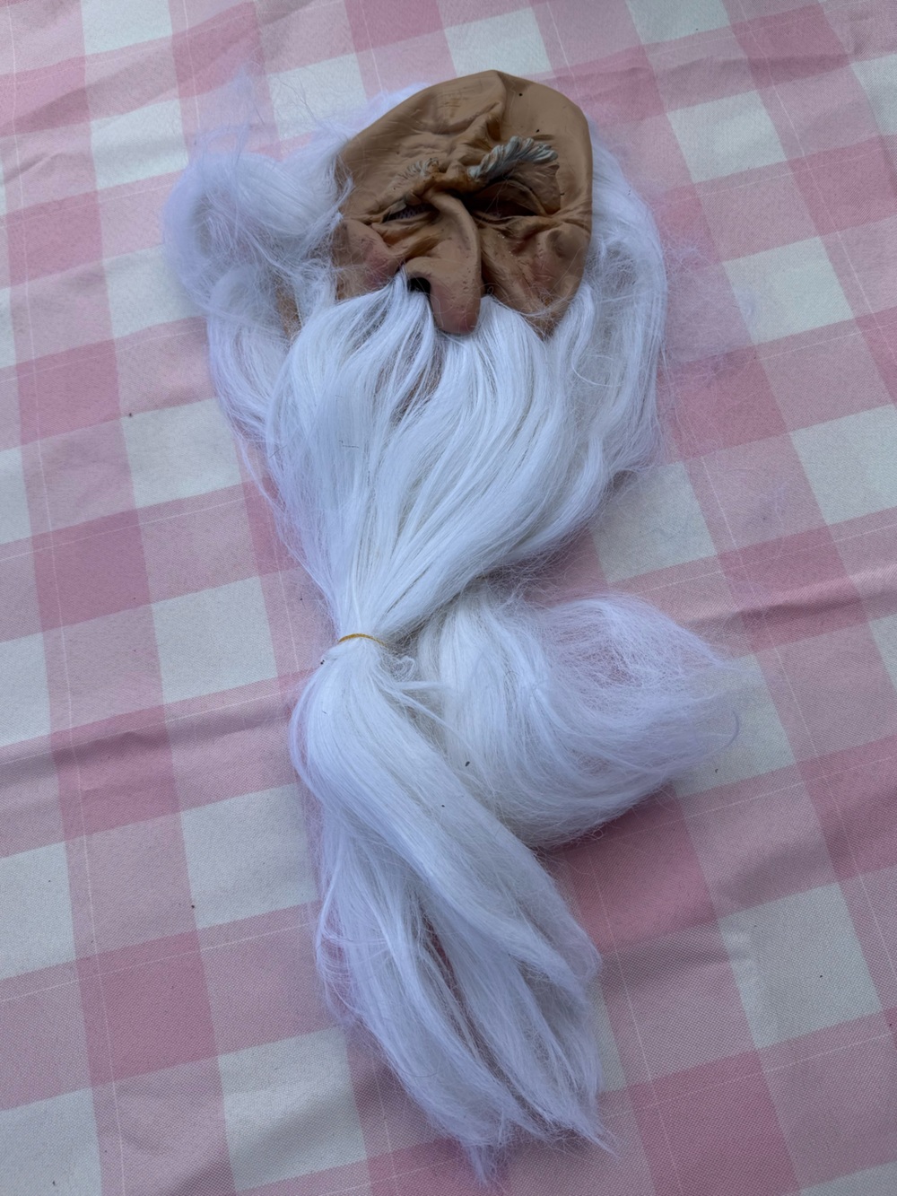 White Long Synthetic Hairpiece -beard scary wizard face mask